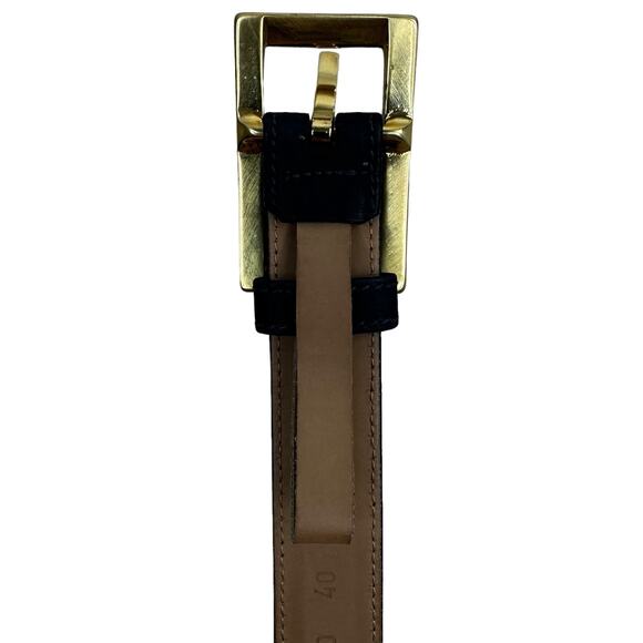 Vintage ESCADA Blue Suede Leather Belt Gold Tone Buckle German 40 Measures 36.5" - Picture 5 of 13